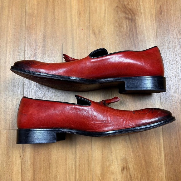 Vero Cuoio Made in Italy Men’s Burgundy Leather Tassel Loafers Size 40 - Picture 4 of 8